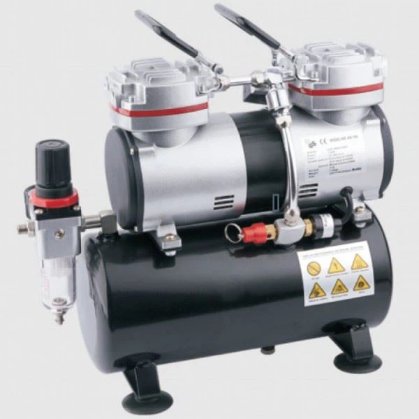 Dual Piston Airbrush Compressor with Tan